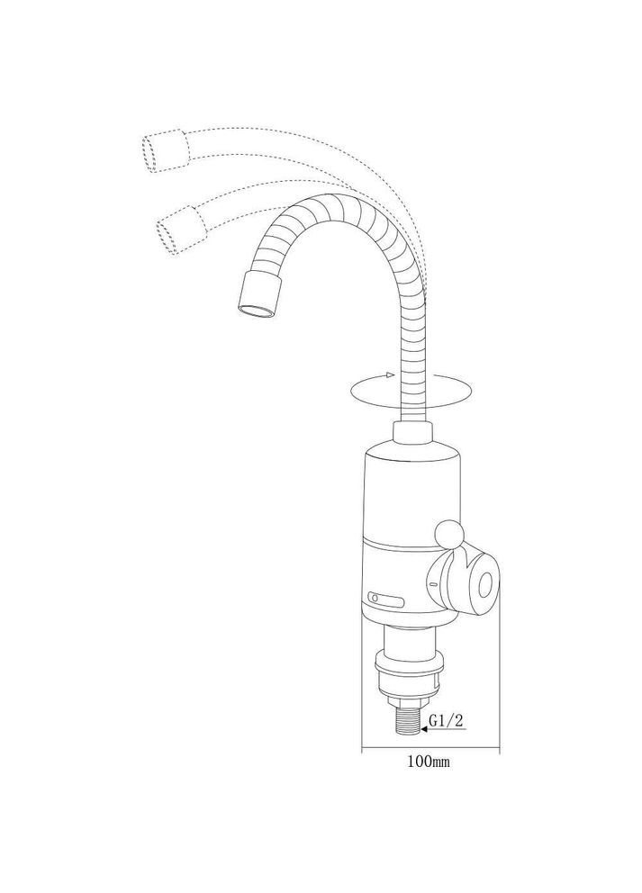 Кран-водонагреватель проточный NZ 3.0кВт 0.4-5бар для кухни гусь гофрированная на гайке NZ-6B312W AQUATICA (365595470)