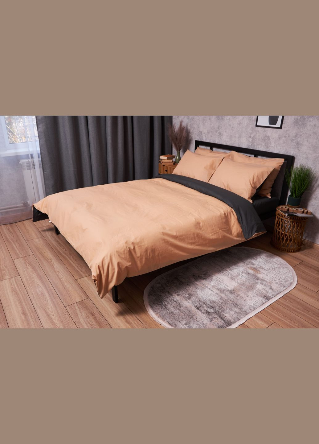 Комплект постельного белья Бязь Gold Люкс полуторный 143х210 наволочки 2х70х70 (MS-820003307) Moon&Star Gray Cream (288043535)