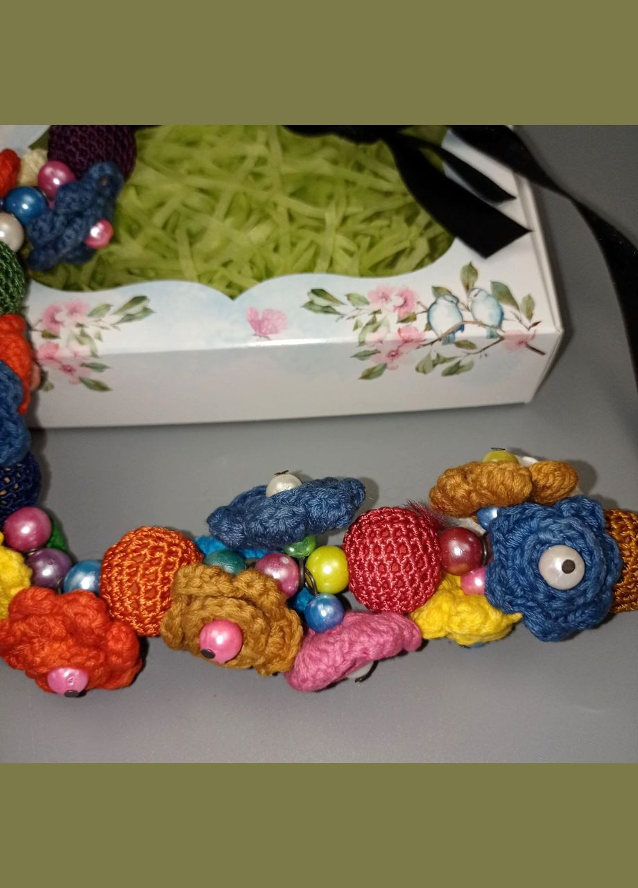 Вязаное ожерелье ручной работы в стиле хиппи в подарочной коробке+подарок No Brand (342384767)