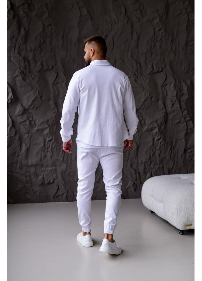 Комбінований демісезонний білий класичний чоловічий костюм сорочка штани No Brand