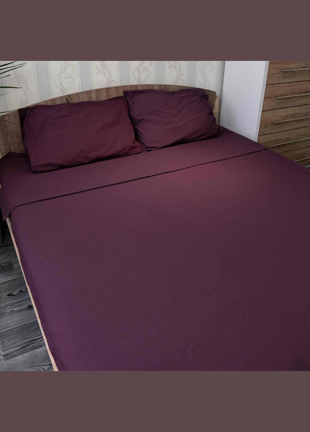 Комплект двуспальный постельного белья 180х215 Поплин 120 г/м2 Хлопок (Фиолетовый) 2 х 70х70 GM Textile (273378603)