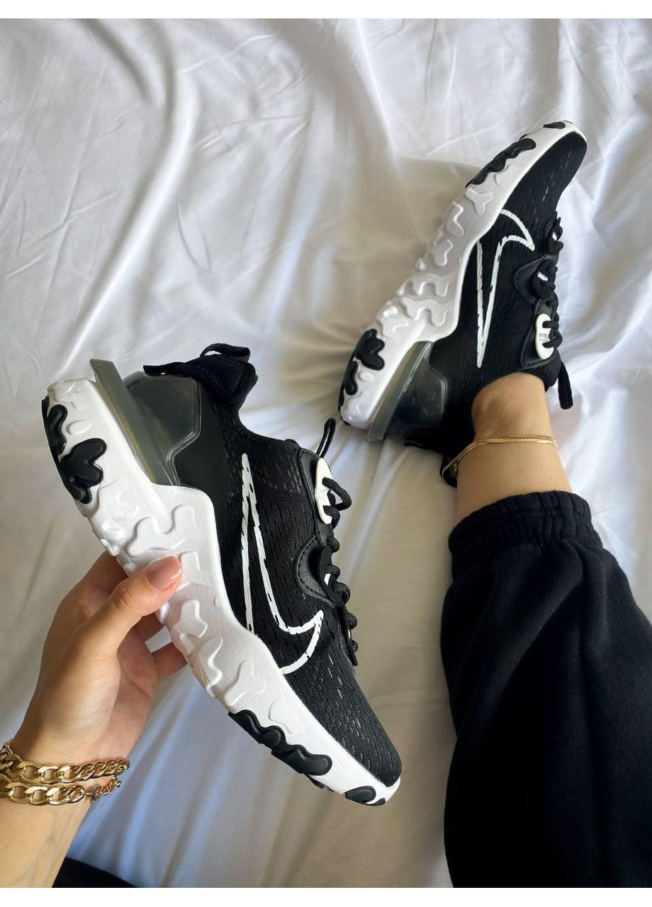 КРОСІВКИ ЖІНОЧІ NIKE REACT VISION BLACK WHITE НАЙК РЕАКТ ВІСІОН No Brand чорні демісезони (367173546)