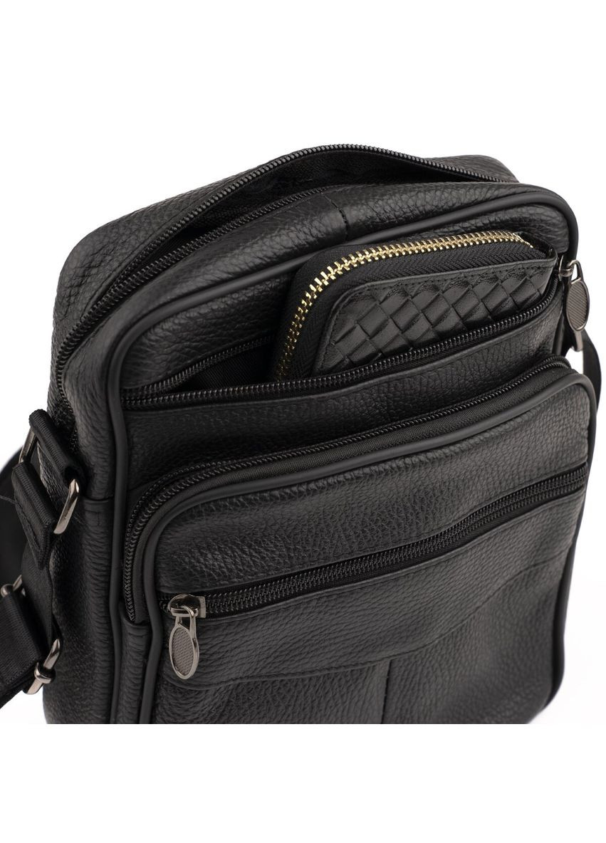 Чоловіча сумка через плече із натуральної шкіри з кишенями Vintage чорна (sku_20203) No Brand (328922257)