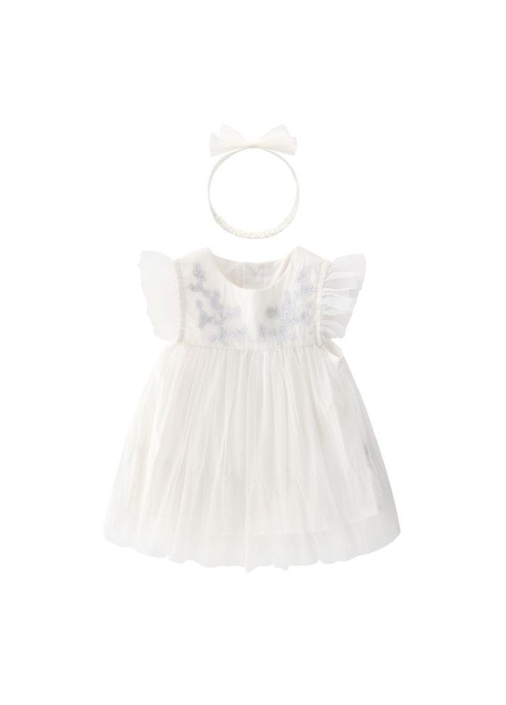 Світло-рожева дитячий комплект (сукня + болеро + пов'язка) для дівчинки арт 7293 біло-рожевий No Brand (308053212)