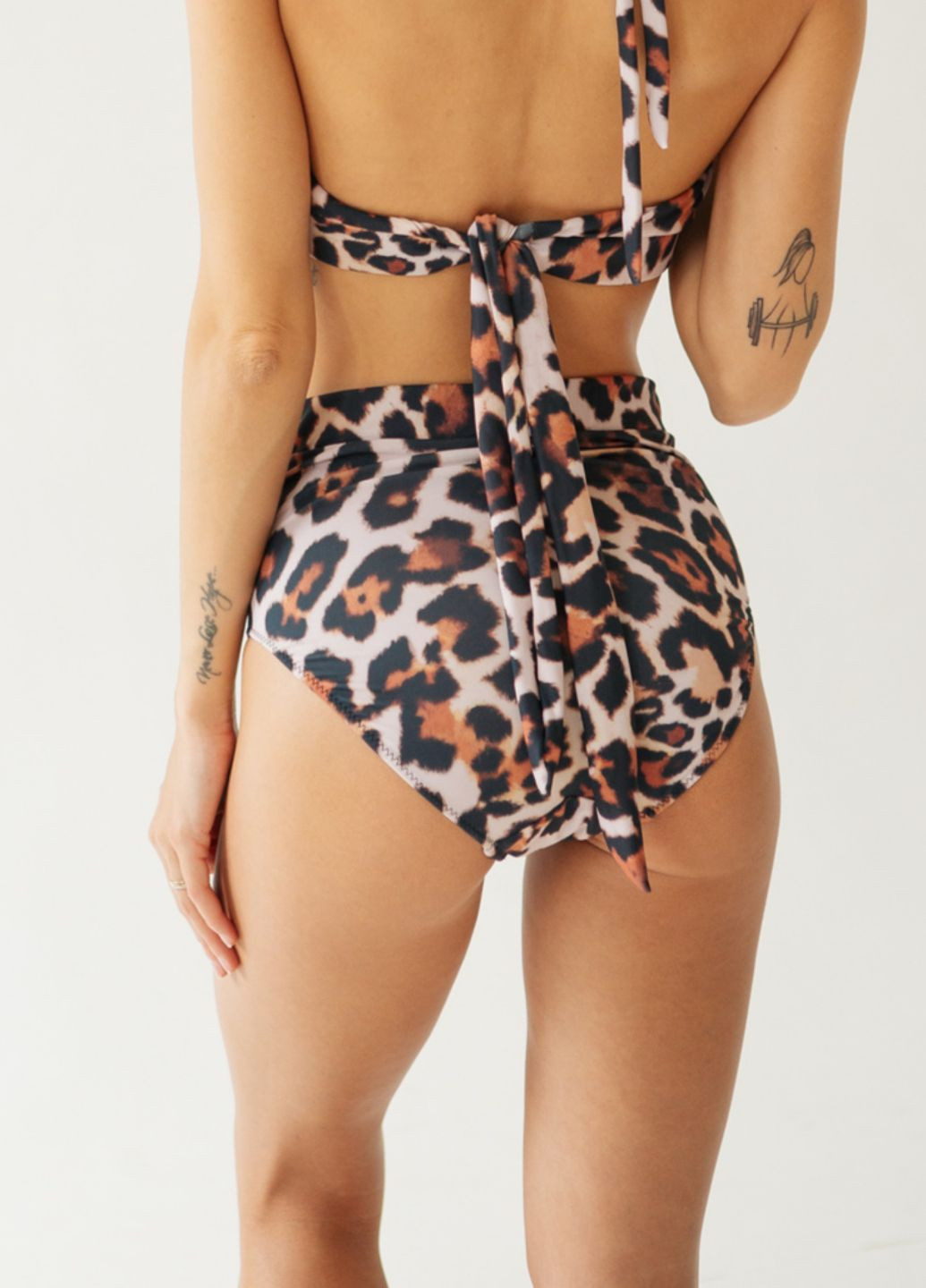 Коричневий літній купальник плаття роздільний з високими трусами купальник-сукня, роздільний Ods