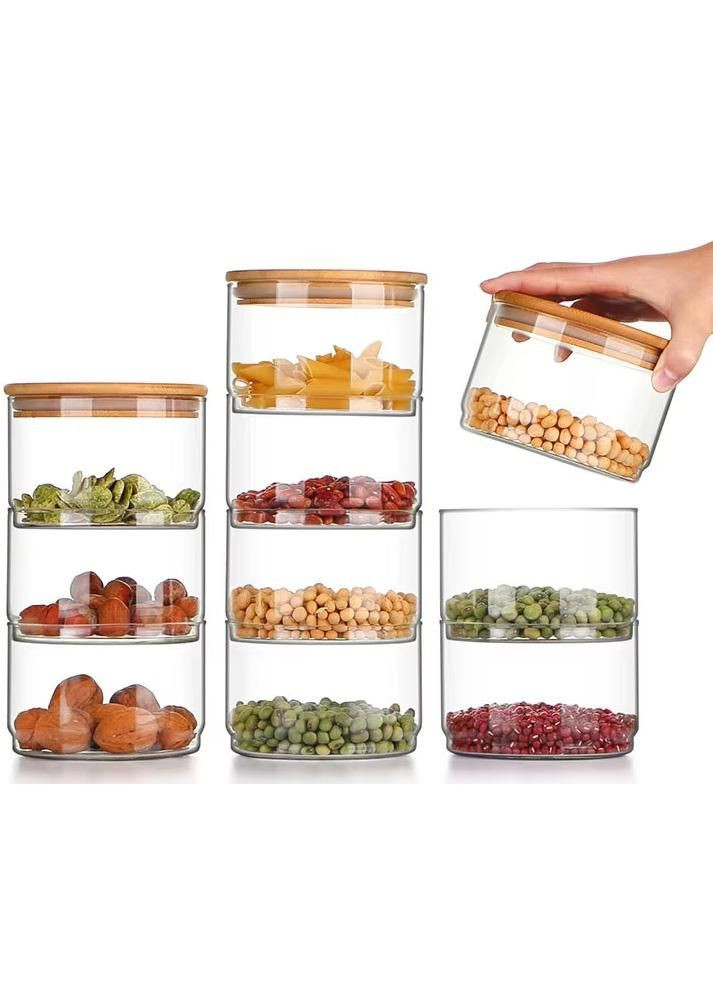 Набір 4 скляних ємностіCadassi 400мл для зберігання продуктів з бамбуковою кришкою S&T (372174371)