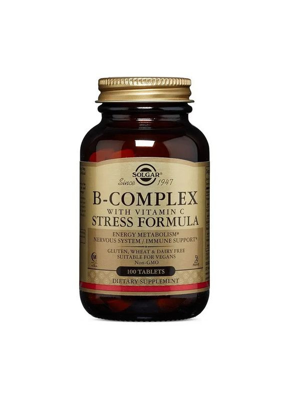 Витамины группы В + С, стрес-формула, B-Complex,, 100 таблеток Solgar (361118059)