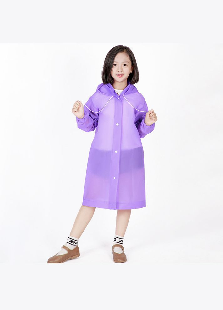 Дощовик дитячий щільний плащ яскравий з капюшоном на кнопках EVA KIDS фіолетовий Losso (330778404)