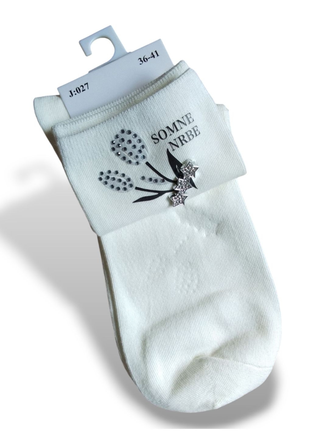 Молочные носки женские с декором DMDBS цветочные (361137843)