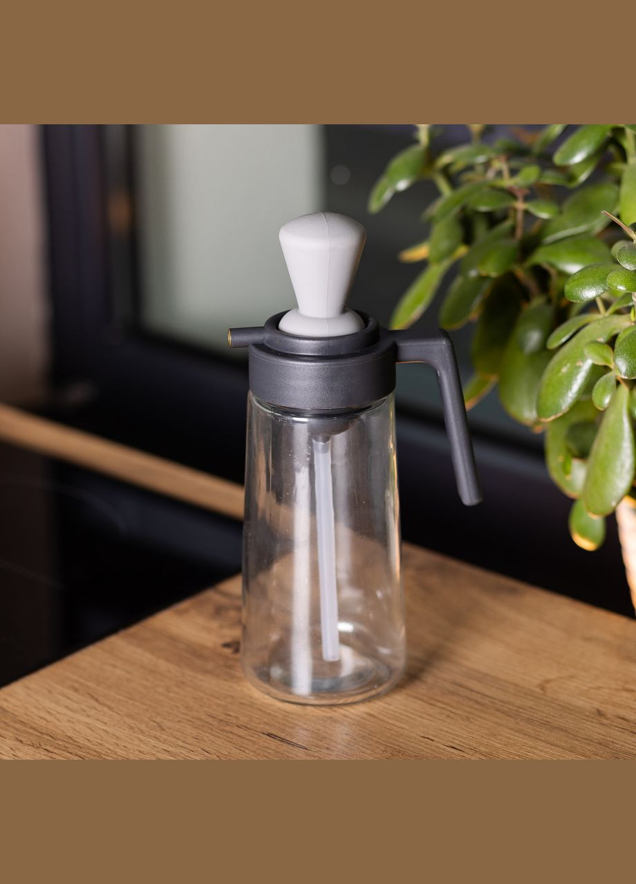 Бутылка для масла стеклянная 2 в 1 с корком и силиконовой кисточкой 550 мл, серый Yiwu (326599349)