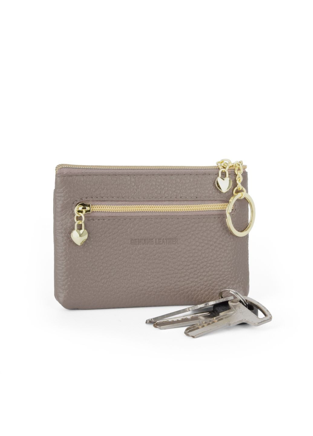 Ключница кожаная с кольцом на молнии VC2013 темный тауп Virginia Conti (361680634)