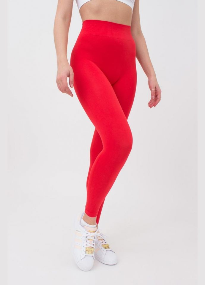 Красные демисезонные леггинсы женские бесшовные спортивные из микрофибры Giulia
