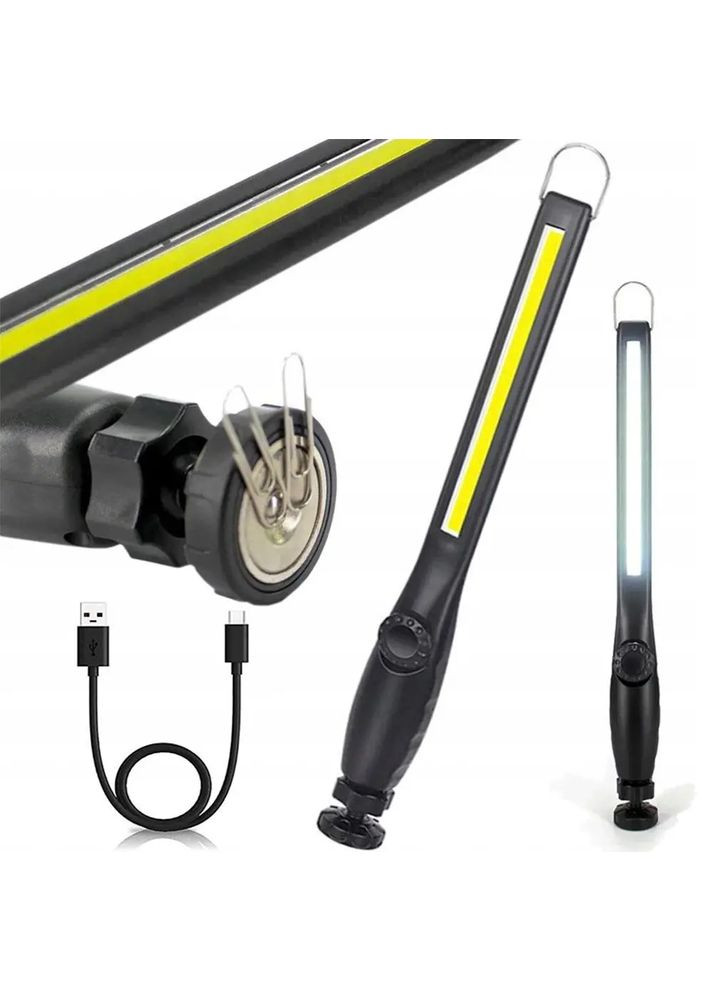 Акумуляторний LED ліхтар BL-821 з магнітом кліпсою та USB cвітлодіодна лампа світильник для кемпінгу 500 lm Чорний Bailong (368904406)