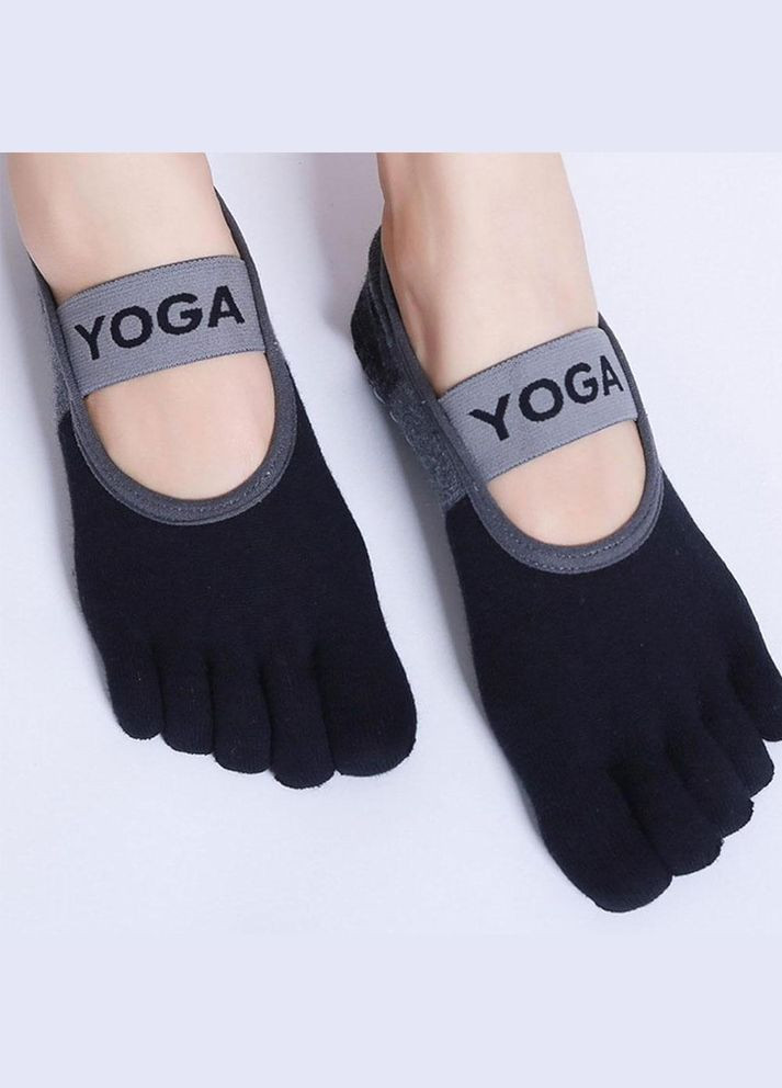 Шкарпетки для йоги з окремими пальчиками універсальний розмір 35 чорні (IY0035) No Brand (341319863)