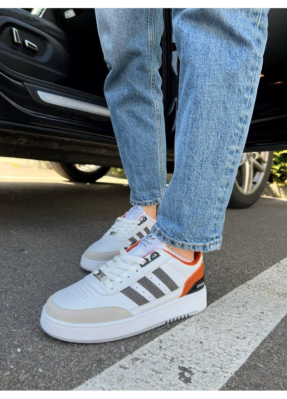 Белые демисезонные кроссовки мужские adidas spican white orange адидас No Brand