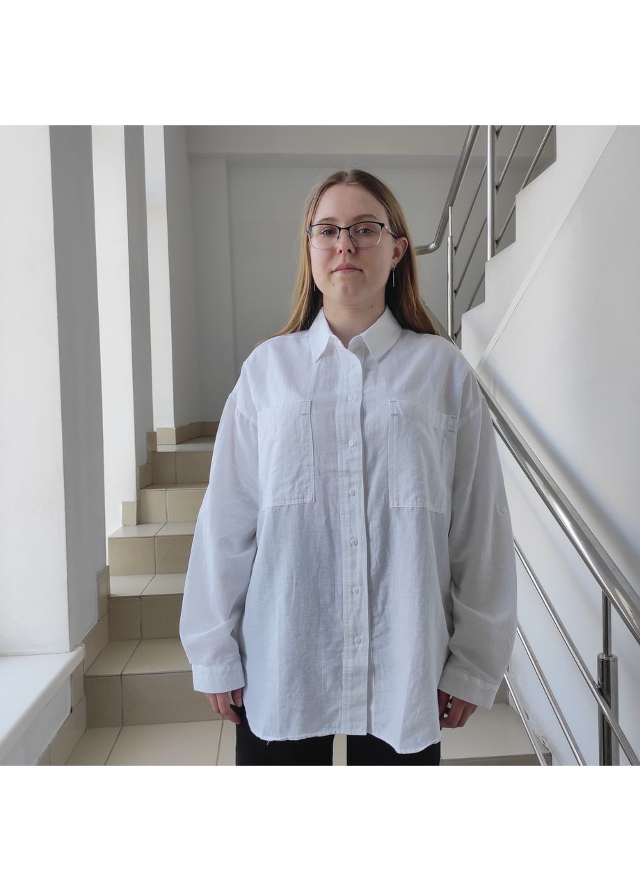 Біла сорочка patiskha жіноча велика бавовна довгий рукав 48/50 біла No Brand