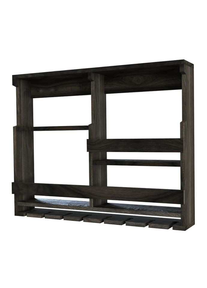 Настінна винна полиця з дерева Наншен мокко (ПНК-019010) No Brand (327426073)