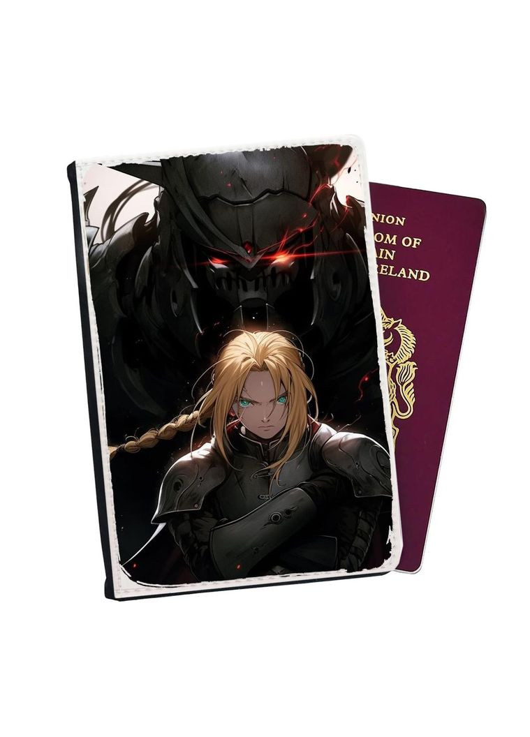 Обкладинка (портмоне) на паспорт, автодокументи з відсіками Аніме Сталевий алхімік #002 Чорний No Brand (317553743)