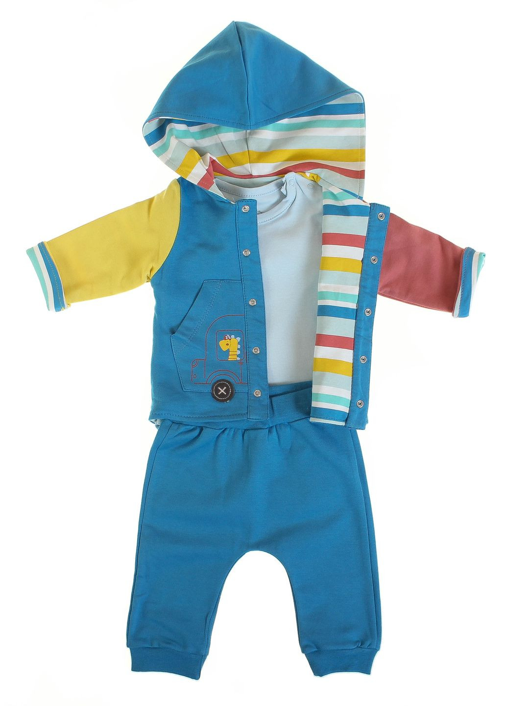 Синій демісезонний кофта + боді з довгим рукавом + брюки 2927 синій Tongs