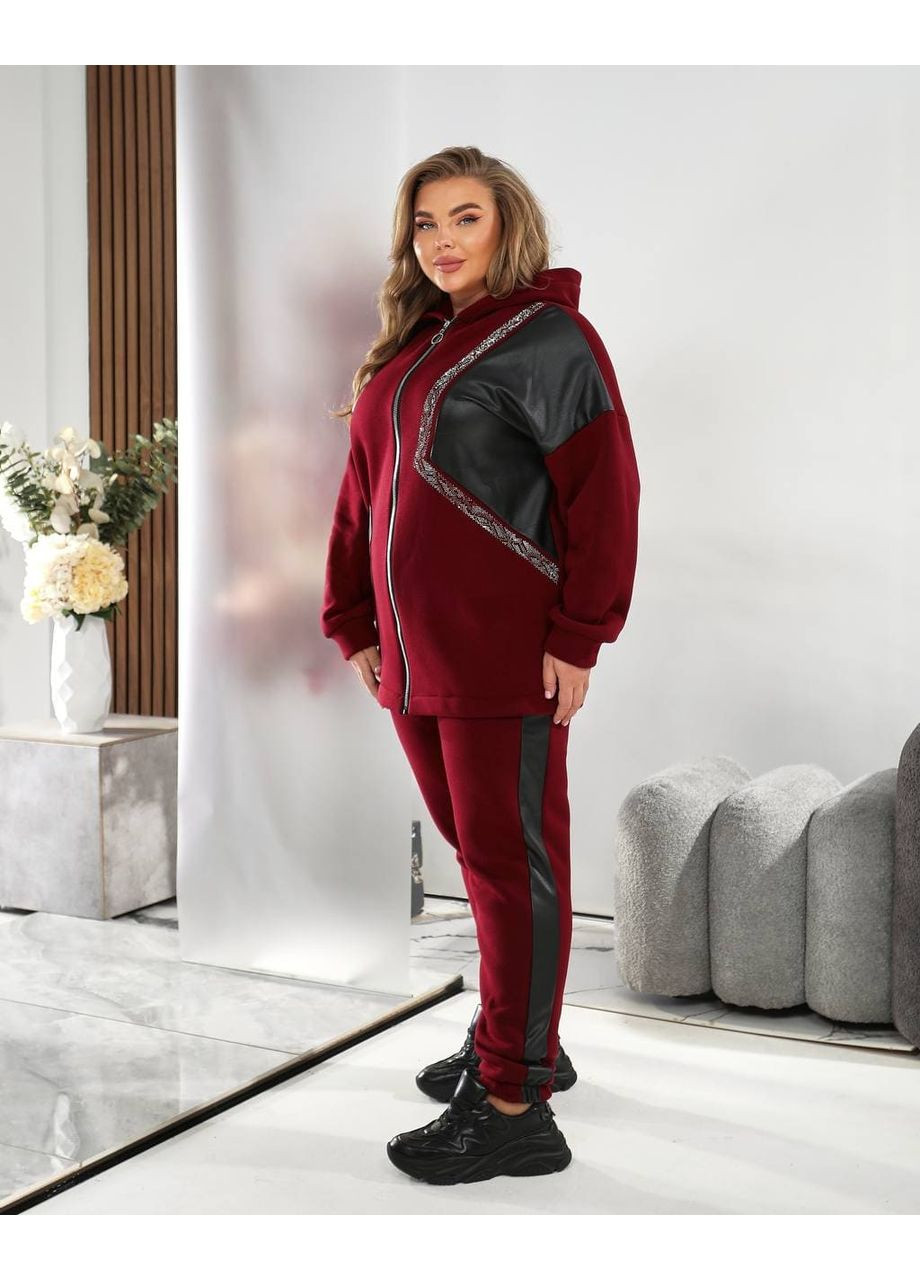 Жіночий стильний костюм двійка бордового кольору New Trend (361677733)