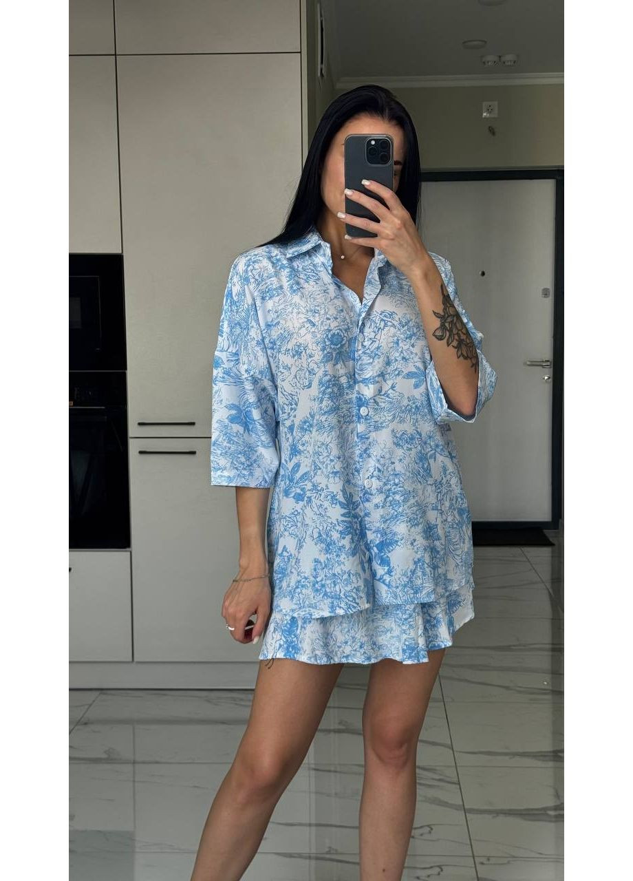 Жіночий костюм трійка(шорти, сорочка і хустинка) Україна (354693343)