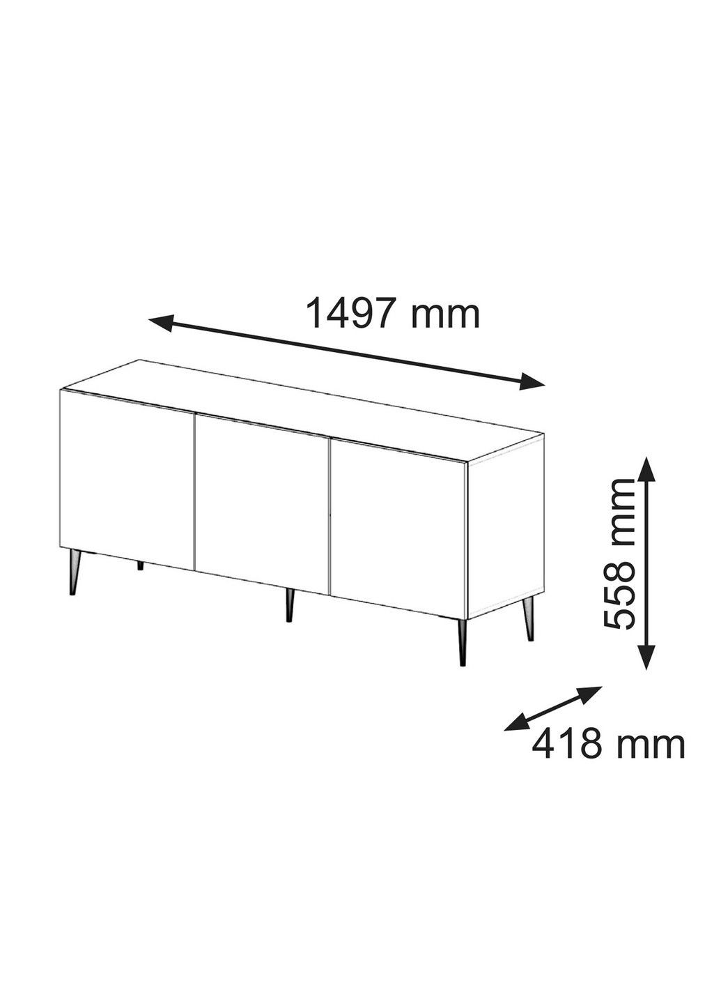 Тумба под телевизор в гостиную Ravenna B 150 3D черная Bim Furniture (291124462)