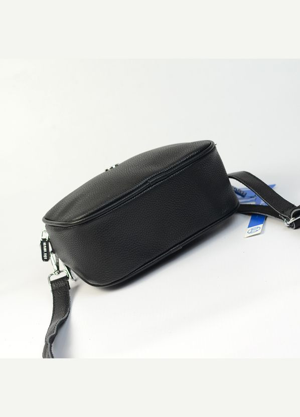 Чорна шкіряна жіноча міні сумочка крос боді на три відділення No Brand (311603899)