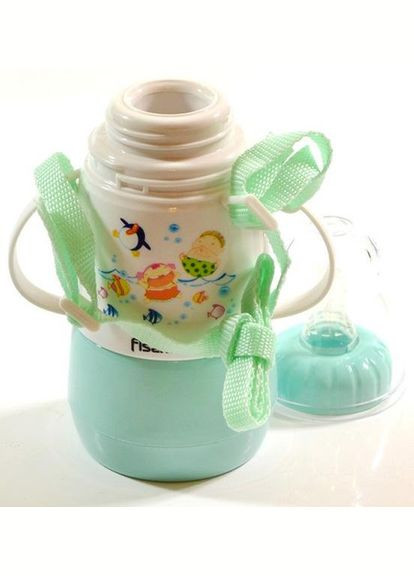 Пляшка дитяча для годування Babies "Кумедне купання" 150мл з ремінцем, аквамарин Fissman (372172028)