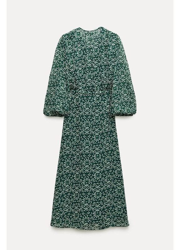Зелена сукня zw collection міді з принтом Zara