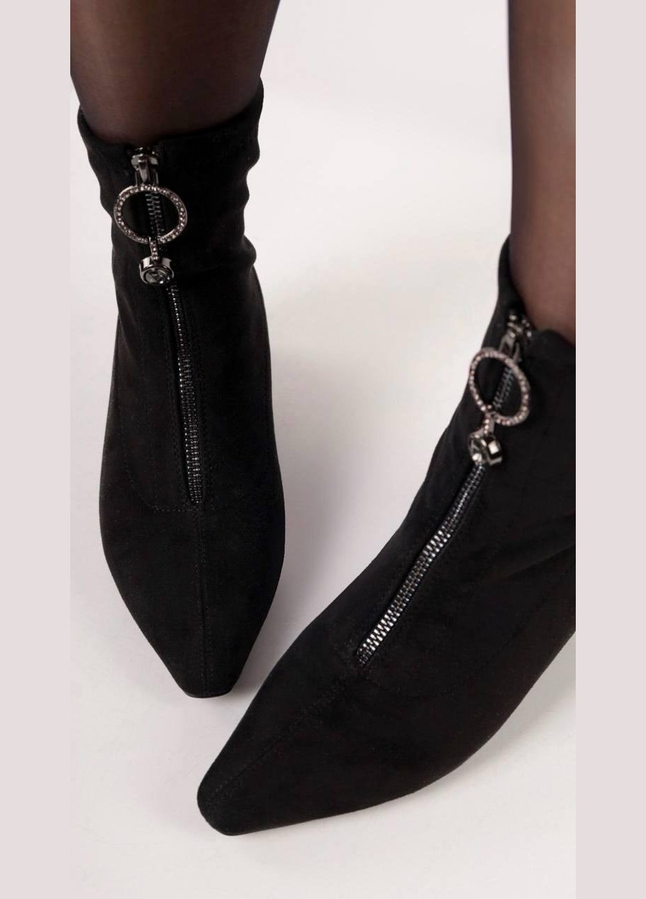 Чорні демісезонна ботильони жіночі чорні замшеві No Brand Демісезонні