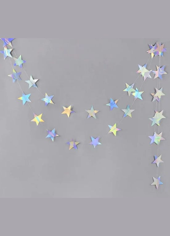 Гирлянда со звездочками 4 м на 10 см серебристо-перламутровый Jannet Гірлянда (317638616)