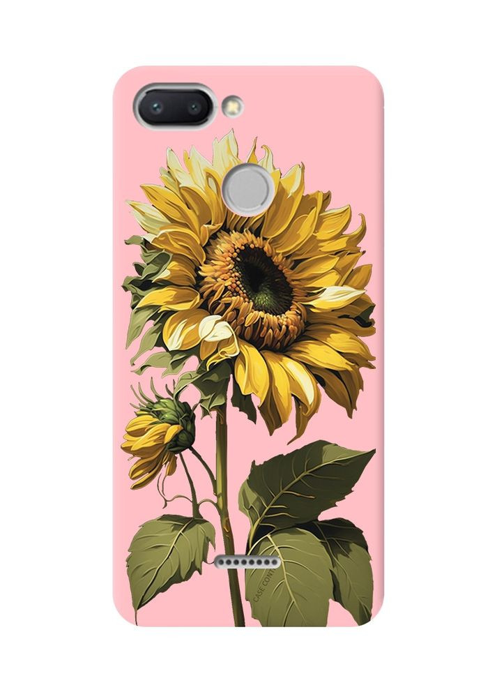 Матовий рожевий чохол на Xiaomi Redmi 6:: Соняшник (принт 274) Creative (360674951)