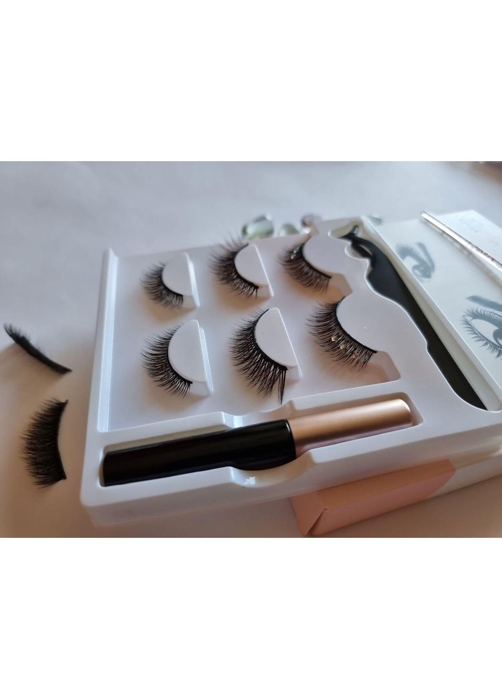 Набір багаторазові вії ТРИ пари Класика: 2D + 3D + Стрази Камінці + Маркер підводка Magnetic Lashes (366668440)