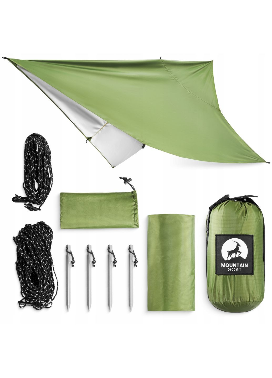 Туристический тент 300 x 300 см бивачный, водонепроницаемый Olive (P-5905973406376) Mountain Goat (361933063)