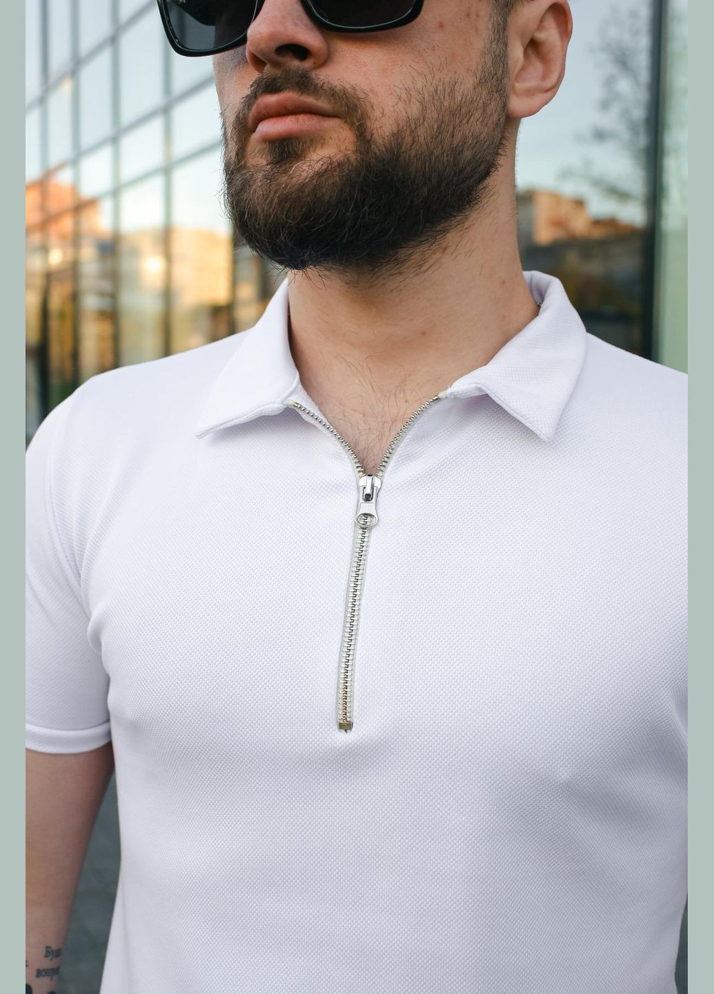 Белая футболка-поло на молнии🔥 для мужчин Luna