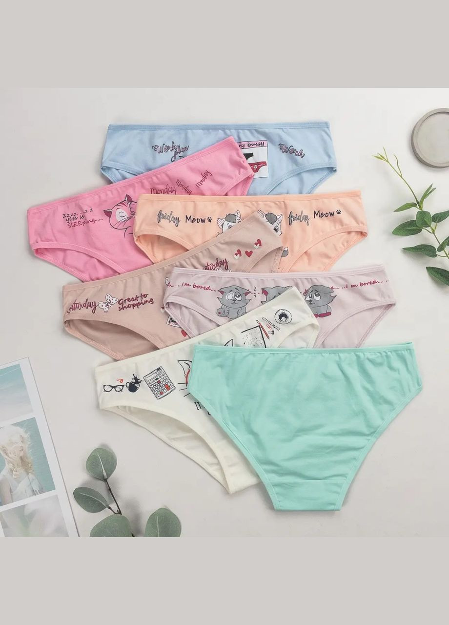 Набор женских базовых трусиков неделька - 7 шт. Nicoletta (340276967)