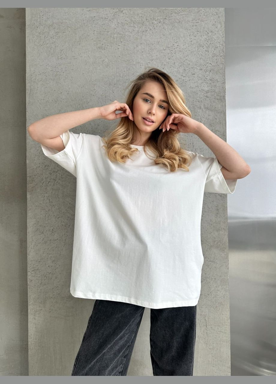 Молочна жіноча базова футболка колір молочний р.42/46 452423 New Trend