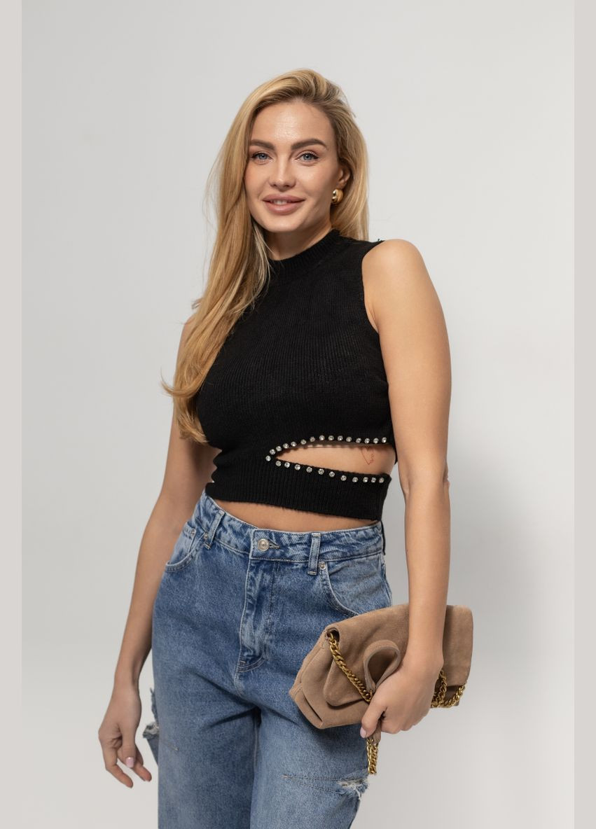 Вязаная жилетка с разрезом на талии 46110 Lurex (315810428)