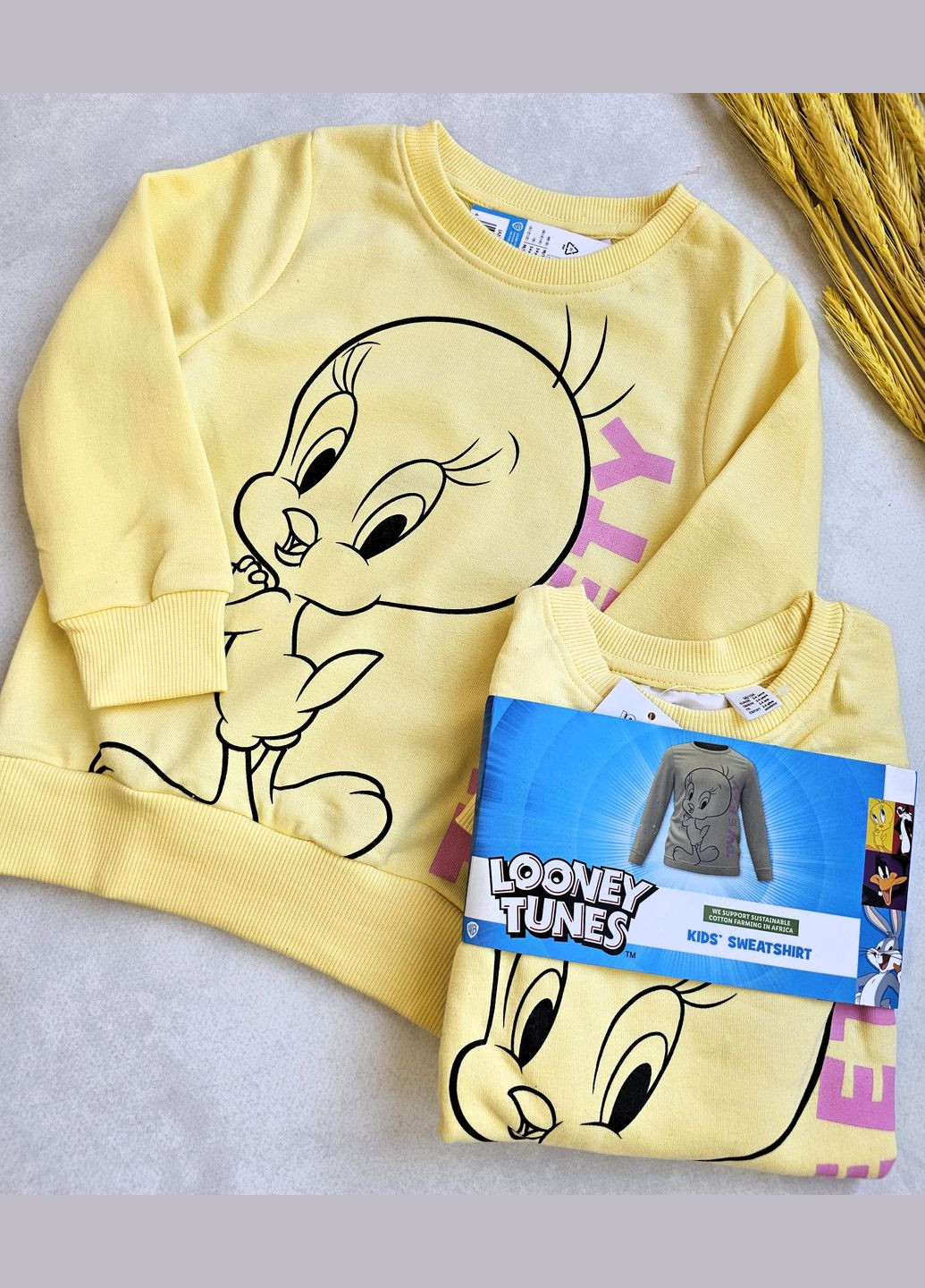 Жовтий світшот двунитка без утеплення Lupilu персонажі (328283436)