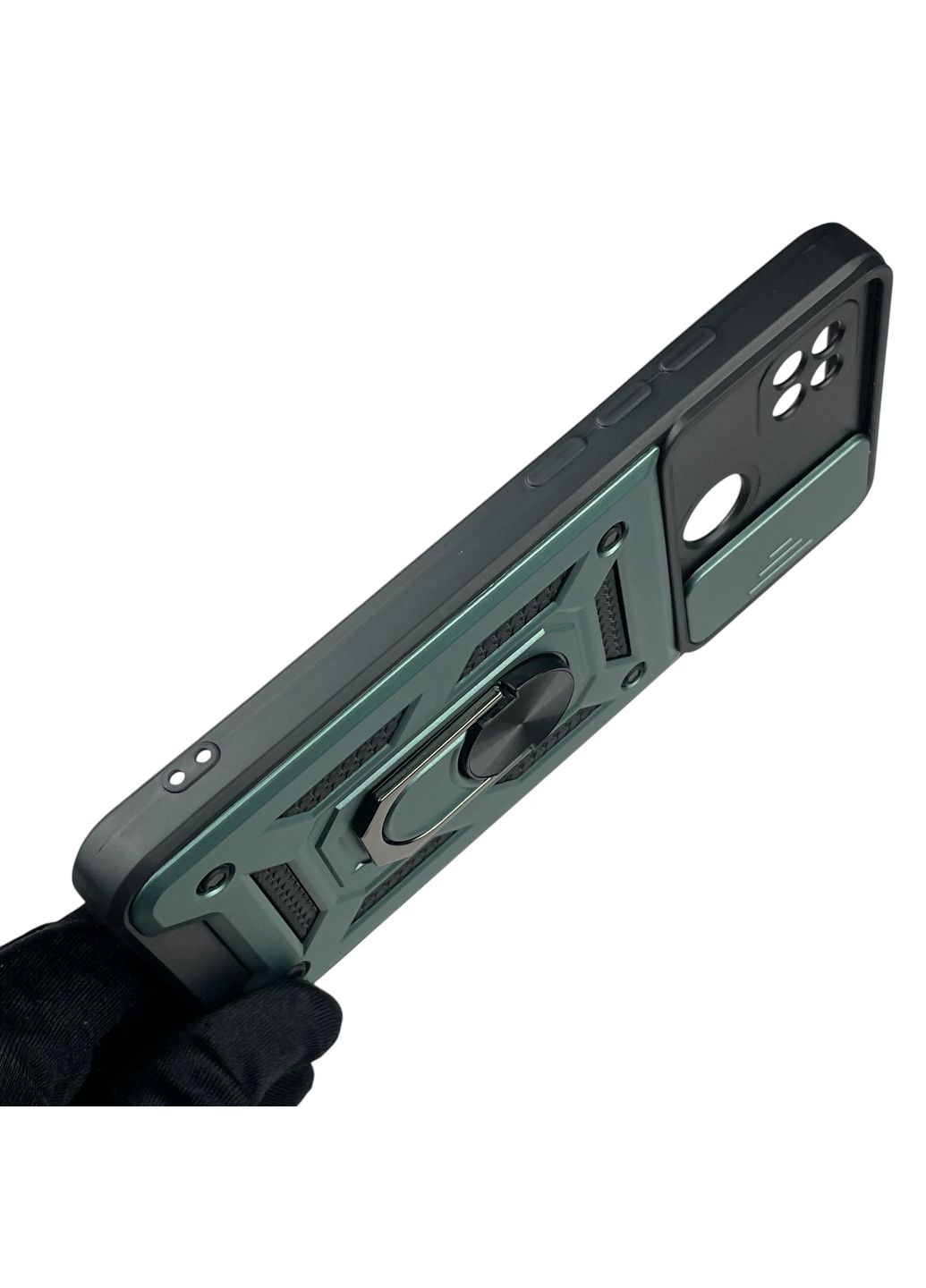 Чохол для Redmi 9C броньований з кільцем-тримачем підставкою зі шторкою на сяомі редмі 9с зелений rg1 Xiaomi (366387682)