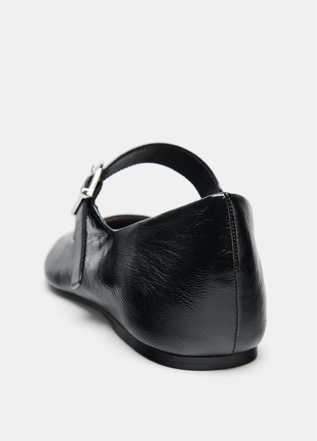 Жіночі балетки Zara | чорні однотонні натуральна шкіра (367086535)