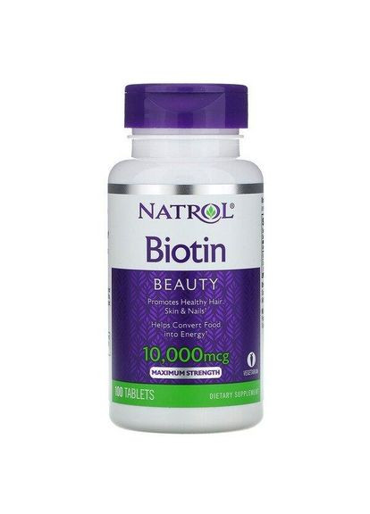 , біотин, максимальна сила дії, 10 000 мкг, 100 таблеток Natrol (315409027)