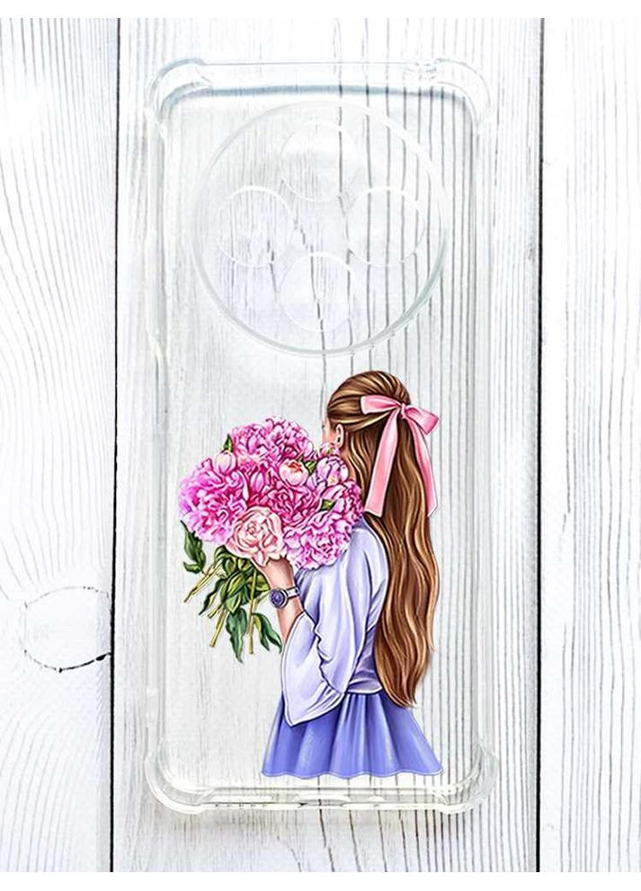 Чехол с утолщёнными углами на Xiaomi Redmi 14C / Poco C75 Девушка с пионами (принт 11) Creative (355393473)