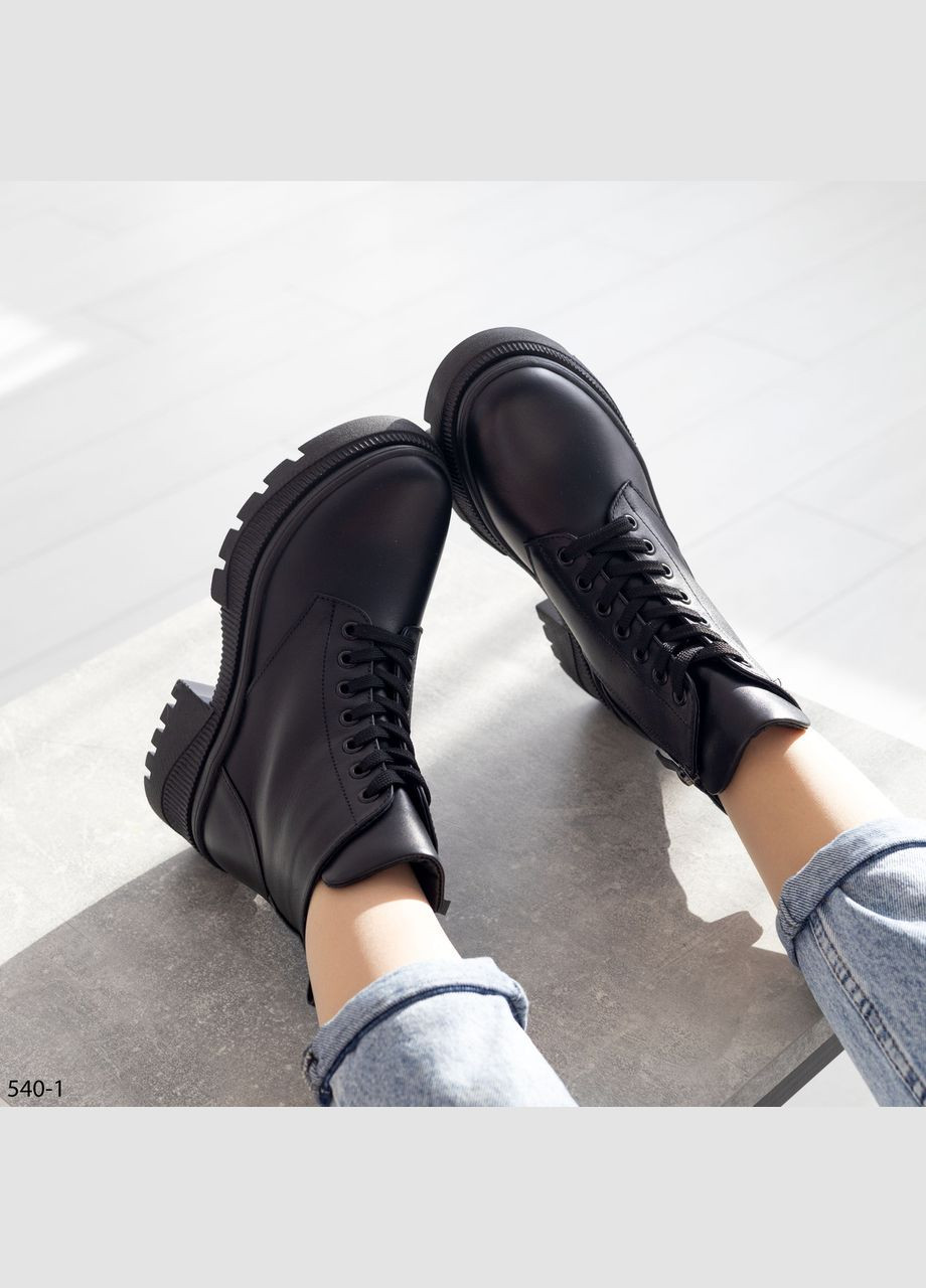 Комбинированные демисезонные женские кожаные ботинки No Brand