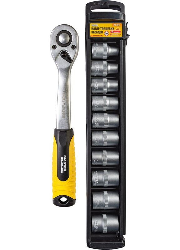 Набір головок торцевих 6-гранних ½" 8-19 мм з тріскачкою 72 зубці CrV 11 шт 78-1311 Mastertool (364120699)