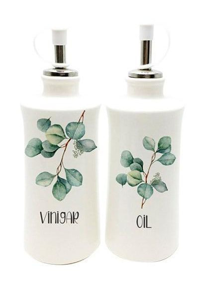 Набор 2 бутылки для масла и уксуса "Флора" 320мл керамические S&T (329897680)
