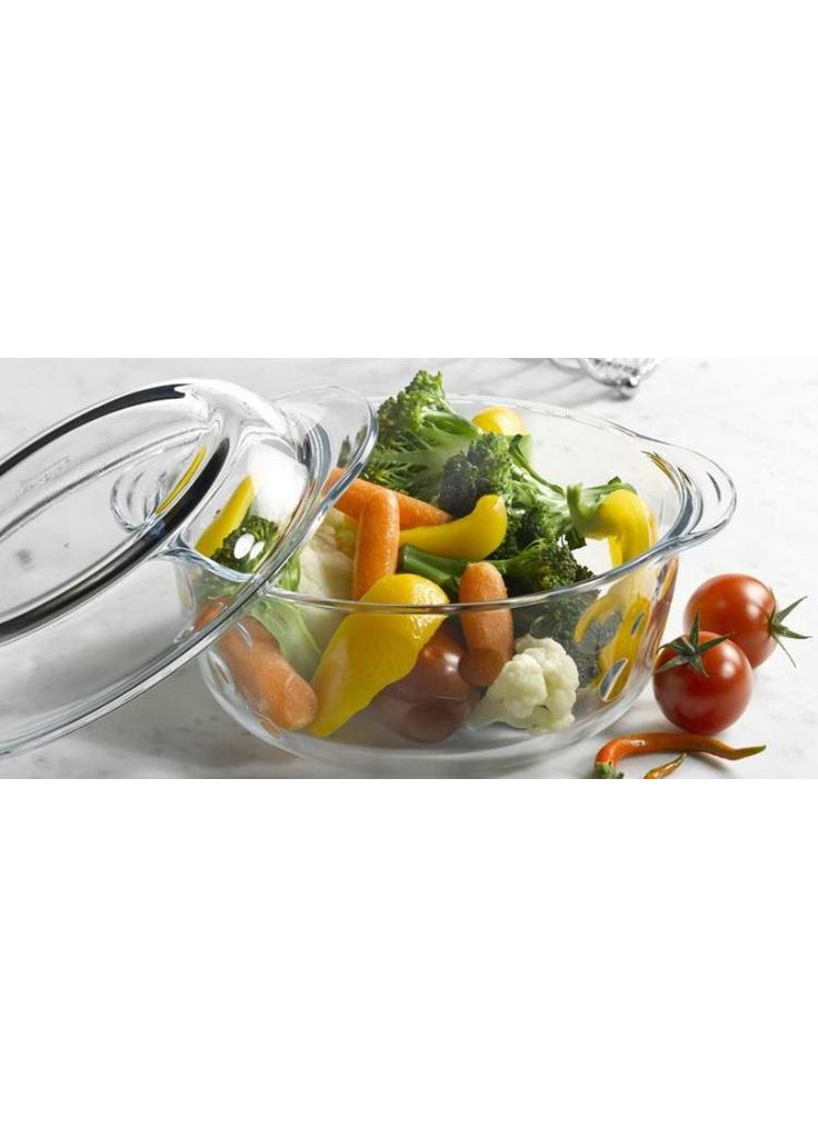 Каструля кругла 1,5л жароміцна для запікання та зберігання їжі скляна з кришкою Borcam (368987547)