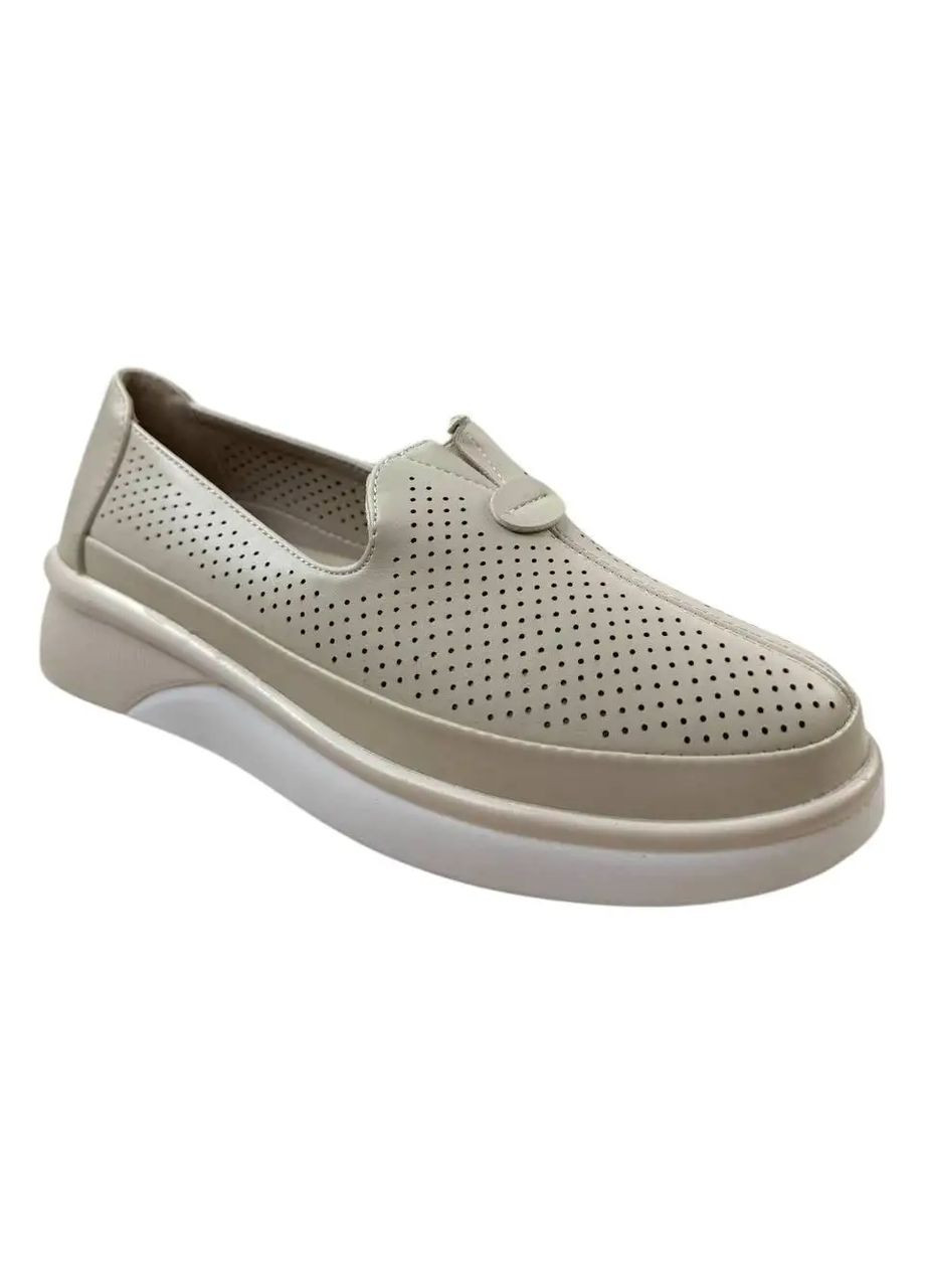 Башили Жіночі туфлі на танкетці з перфорацією бежеві бежевий з штучна шкіра, — літо (360965253)