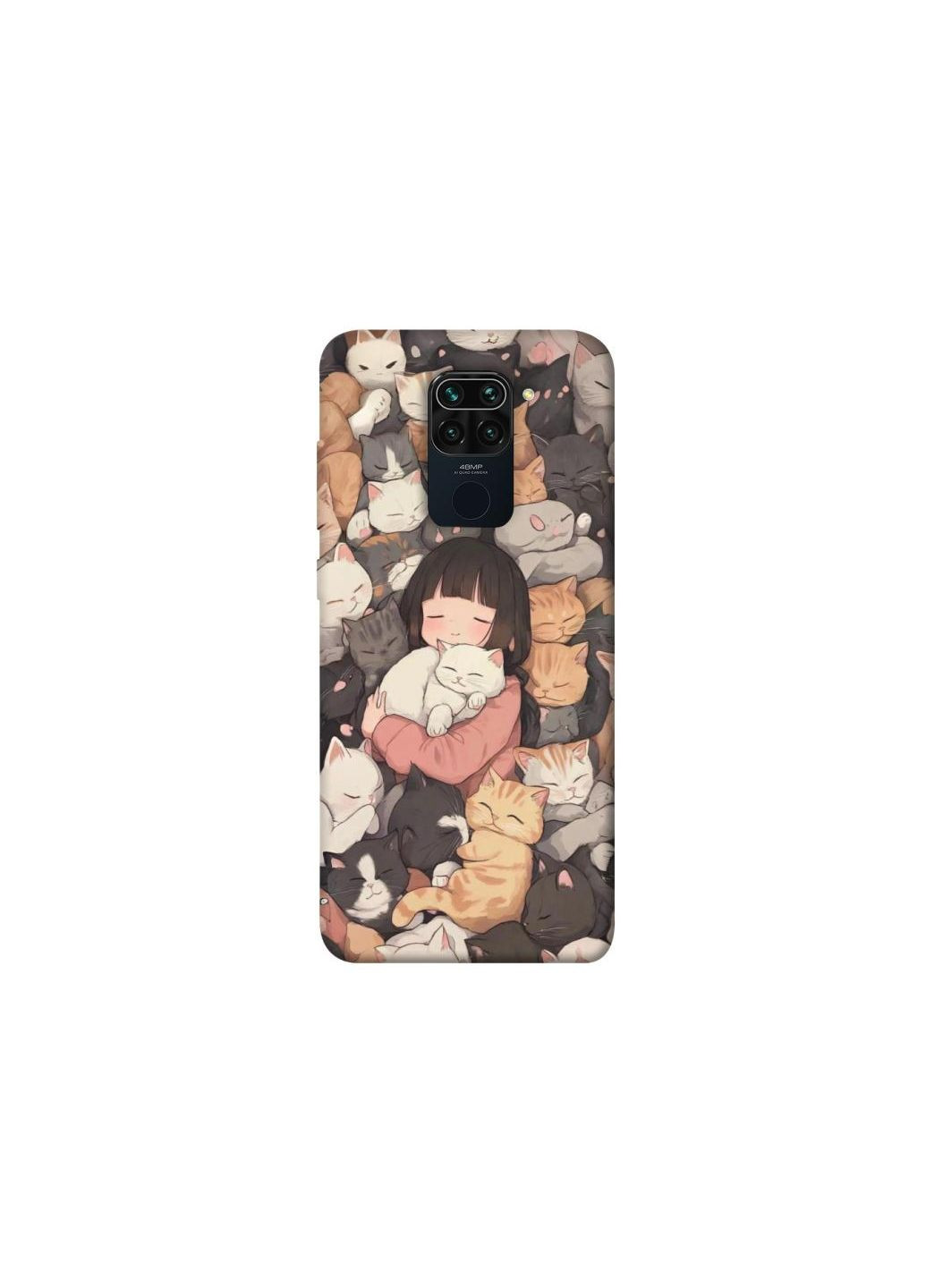 Чехол на Xiaomi Redmi Note 9 / Redmi 10X Girl with cats Frontalka (352221883)