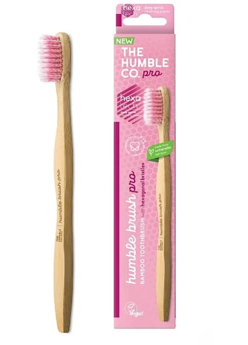 Бамбуковая зубная щетка, мягкая, розовая - The Humble Co Pro Hexatech The Humble Co. (380143929)